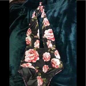 Rose print one piece